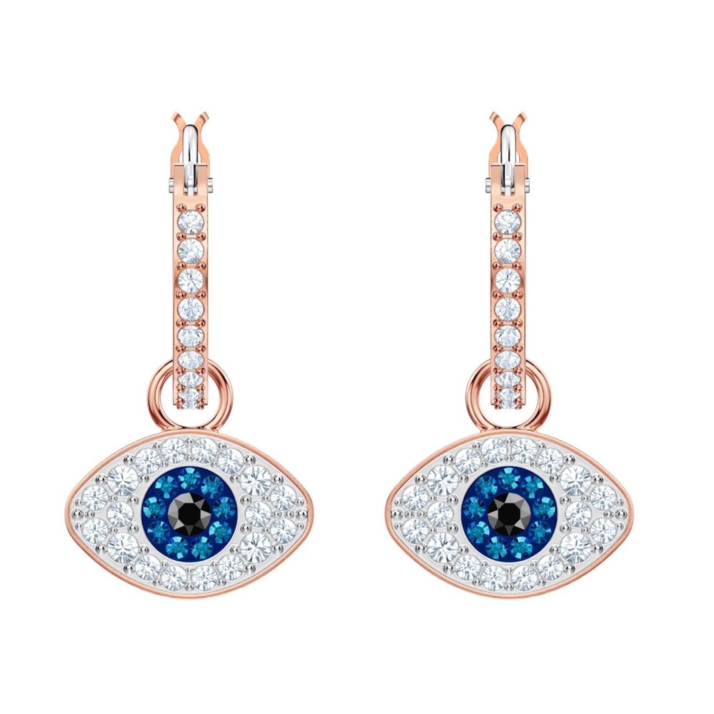 Swarovski Symbolica Hoop Earrings Evil Eye, Blue, Rose Gold-Tone Plated 5425857